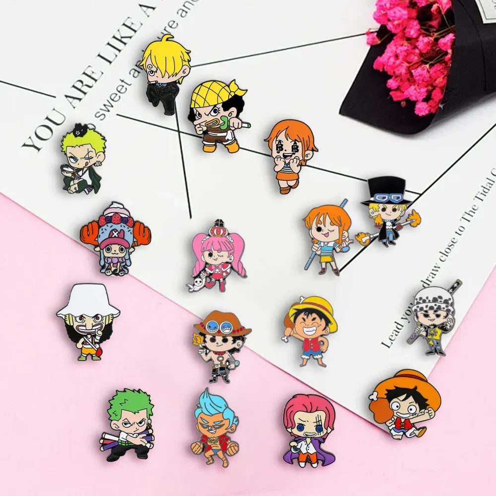 16 Pcs Character Brooch Q-version Sabo Monkey D. Luffy Nami Enamel Pin Backpack Clothing Jewelry Metal Badge Accessories Gifts - view 6