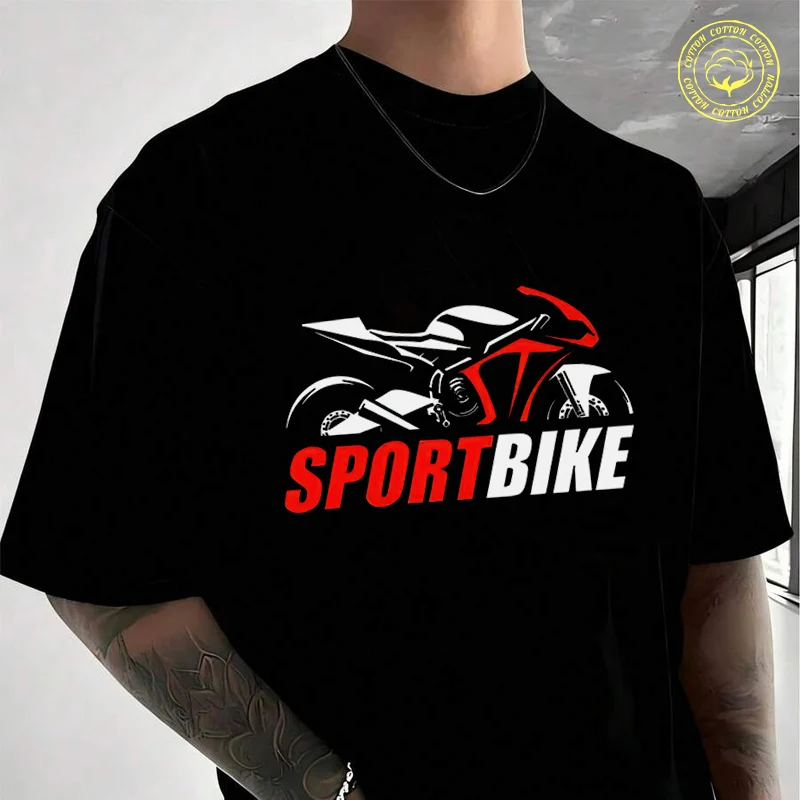 

Motorcycle Sportbike Graphic Print Men's Cotton T-Shirt Moto New Casual O-neck Short Sleeve Summer Streetwear Tees