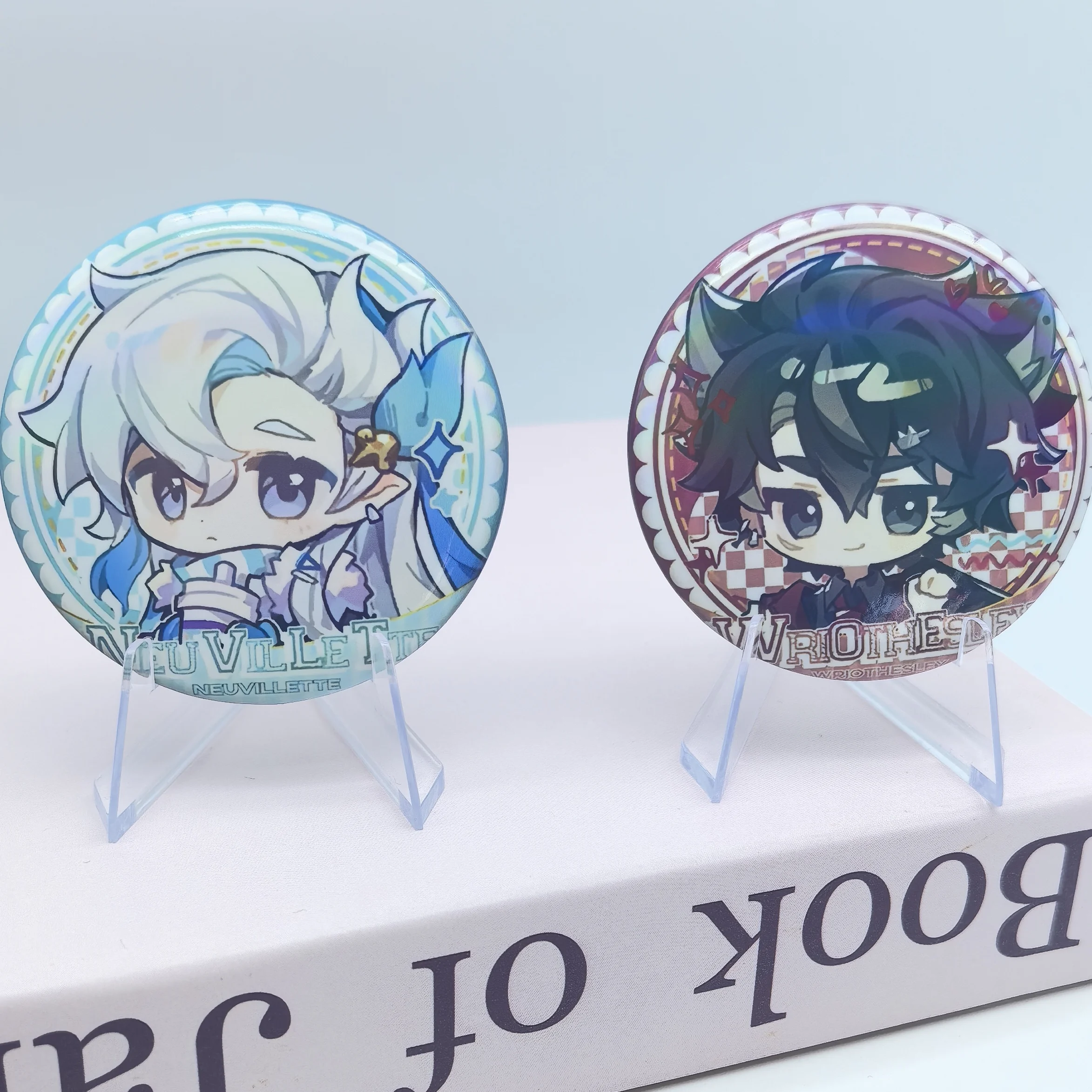 1PC Game Genshin Impact Tartaglia Wriothesley Neuvillette Kawaii pour broche de chat, badge, accessoire de fête cosplay anime dessin animé mignon