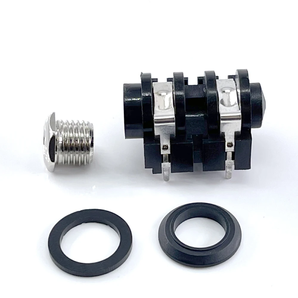10 szt. Audio Jack 6.35mm PJ-609B gniazdo wzmacniacza mocy 4pin/6pin mikrofon Audio baza Audio nakrętka miedziana interfejs podwójny kanał — zdjęcie produktu 5