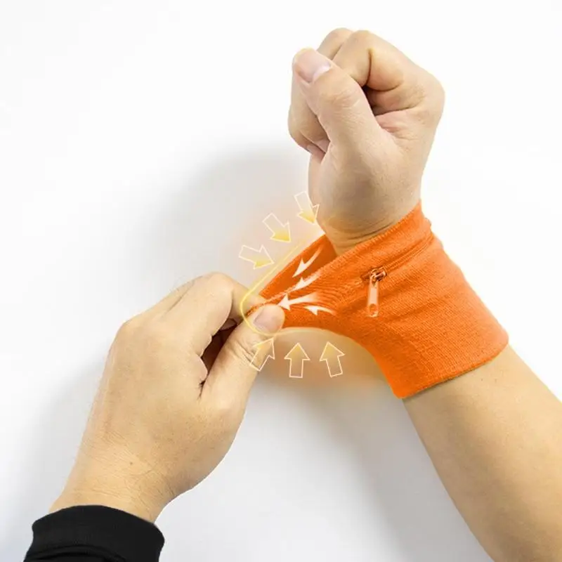 

K1KD Unisex Sport Wrist Band With Zippered Pocket Absorbent Sweatband Wrist Sweatbands for Tennis Basketball Running Gym