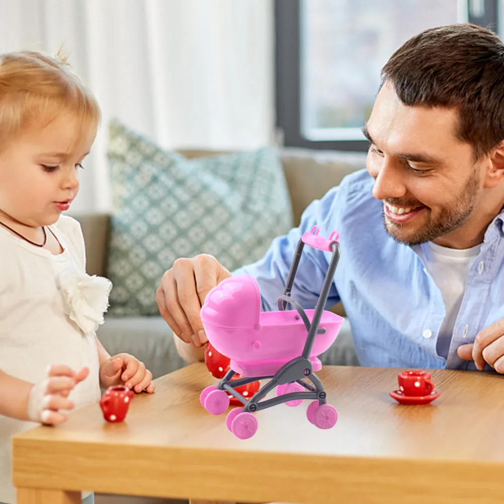 

Набор из 2 реалистичных игрушечных колясок для малышей, маленькая передвижная коляска-модель для ролевых игр для девочек