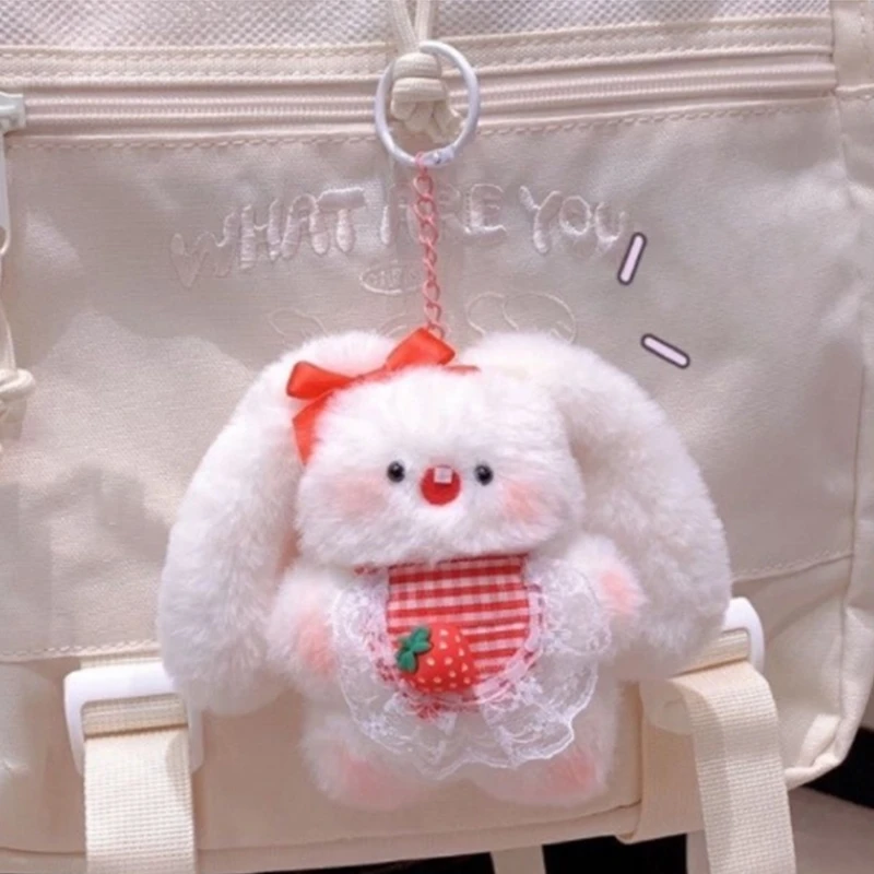 Llavero peludo conejo peluche dibujos animados, colgante Carkey, decoraciones para bolso mujer, regalo