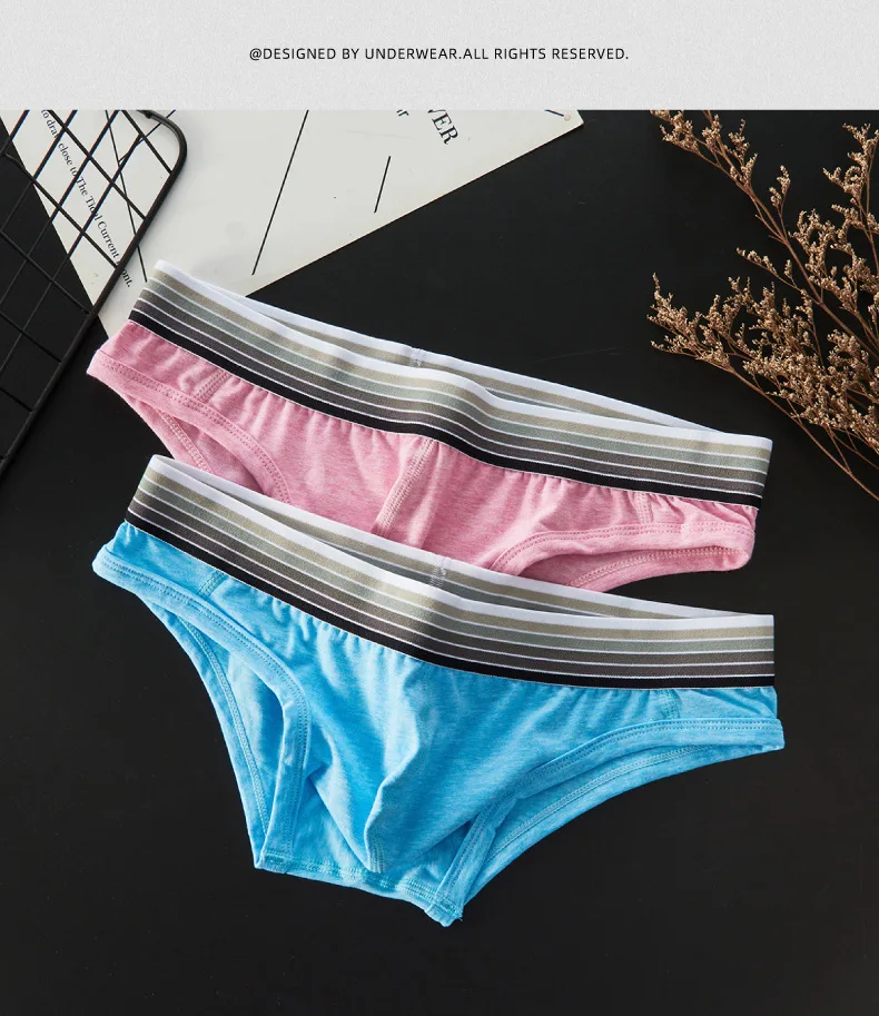 Light Pink Men's Underwear Low Waist Sexy Fashion Trend Cotton Thin Triangle Cotton Mens Panties Sports Bikini Shorts