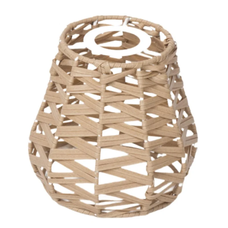 

CHCH Rustic Imitation Rattan Woven Light Weight Pendant Lampshade Small Lamp Cover Easy Install Bulb Guard Light Shade