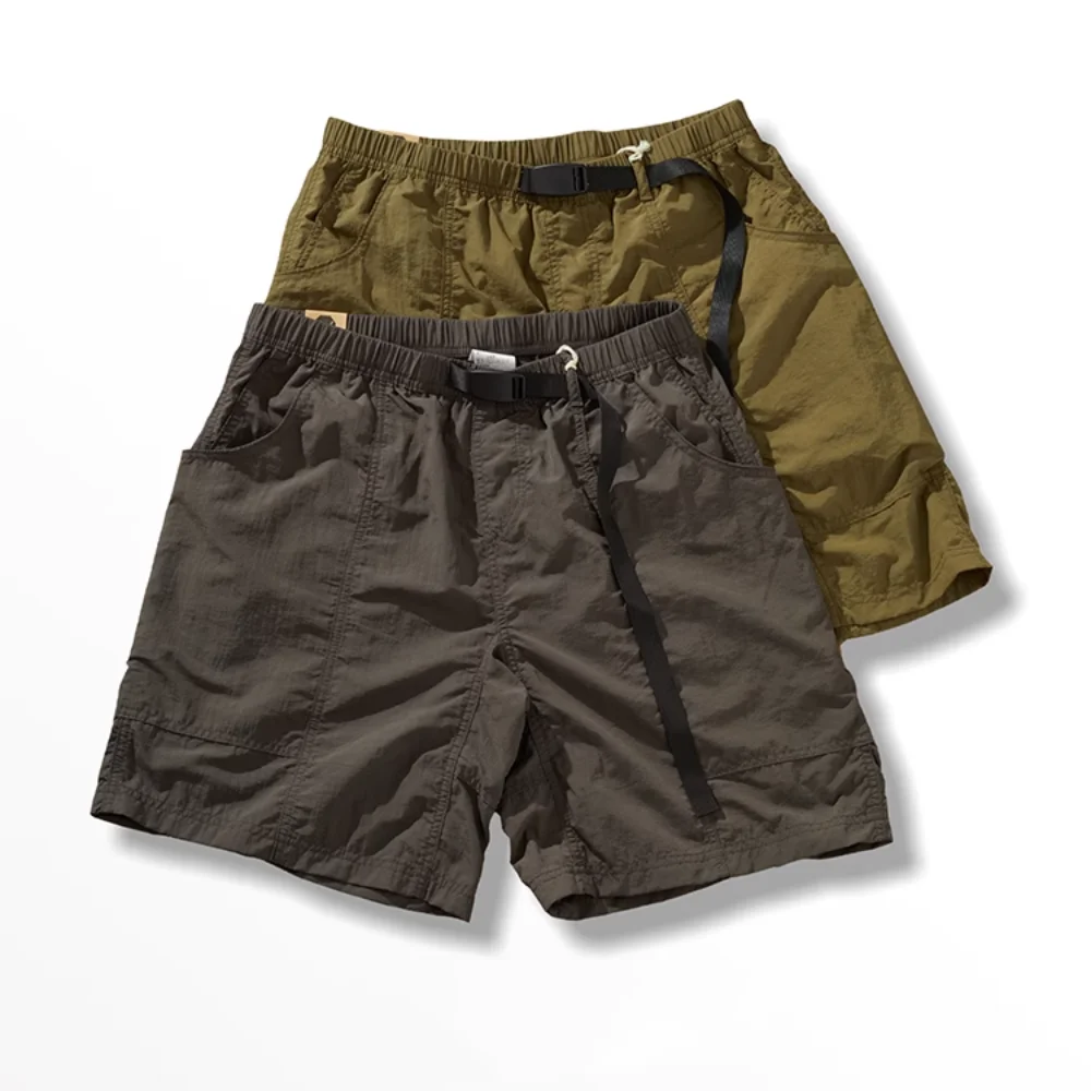 Pantalones cortos con correa y hebilla para hombre, Shorts ajustados de secado rápido con múltiples bolsillos para trabajo al aire libre, de cinco puntos