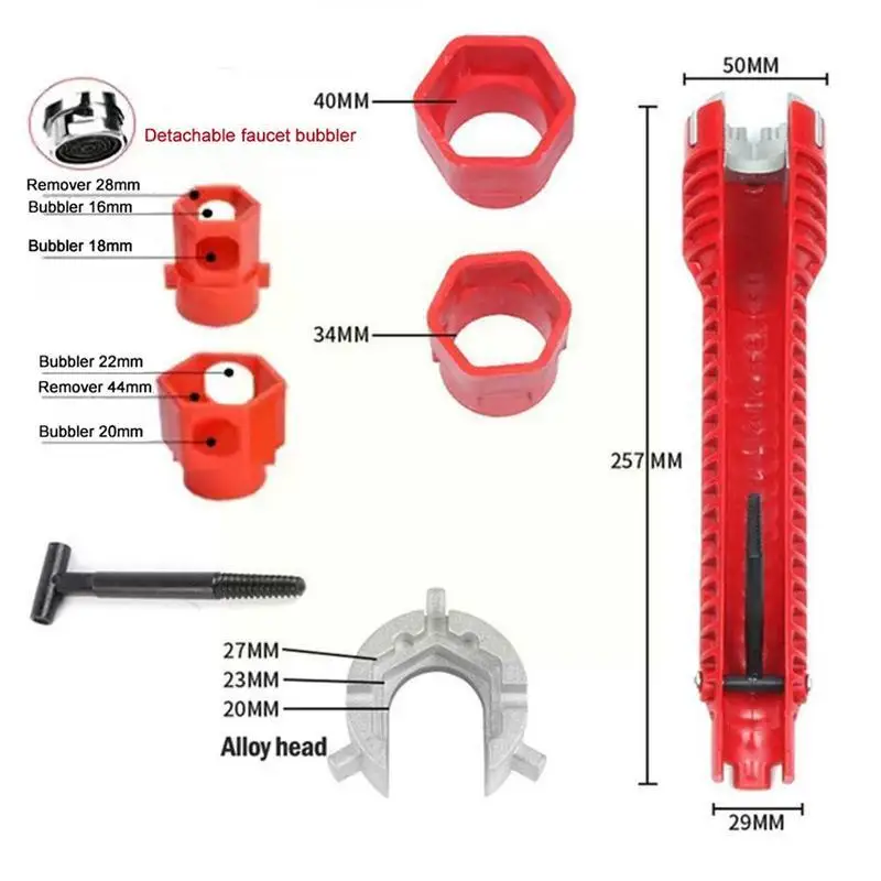 2022 New 14 In 1 Sink Faucet Repair Wrench Flume Magic Tools Plumbing Multifunctional Wrench Repair English Wrench V8g2