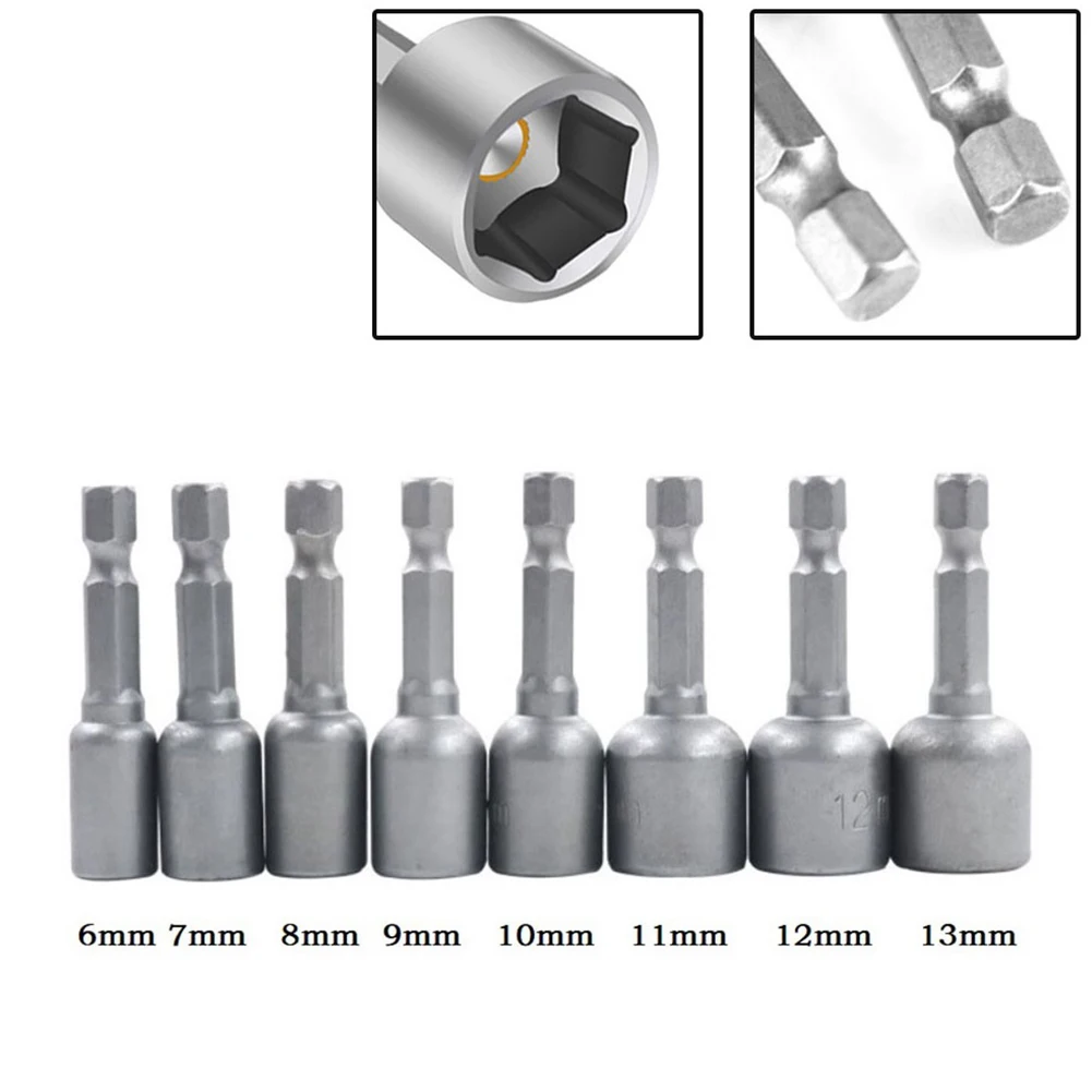 6mm-19mm Impact Socket Magnetic Nut Screwdriver 1/4 Inch Hex Drill Bit Adapter Electric Drill Impact Driver Socket Kit