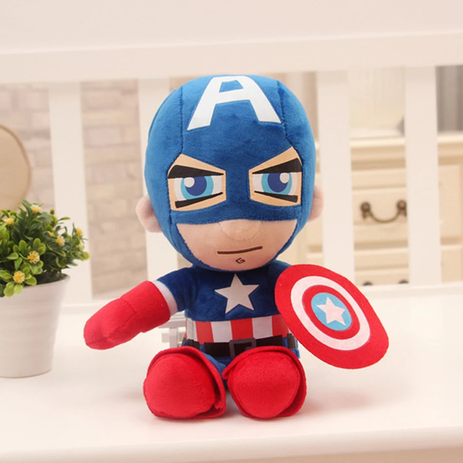 Disney-muñecos de peluche de Los Vengadores de Marvel para niños, muñecos de película de 27cm, héroe de peluche suave, Capitán América, Iron Man,