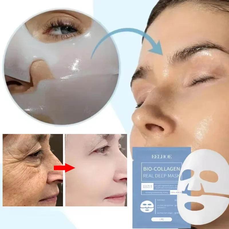 Mascarilla Facial antienvejecimiento con colágeno, eliminador efectivo de arrugas, Lifting firme, líneas finas, blanqueamiento, hidratante, belleza, cuidado de la piel