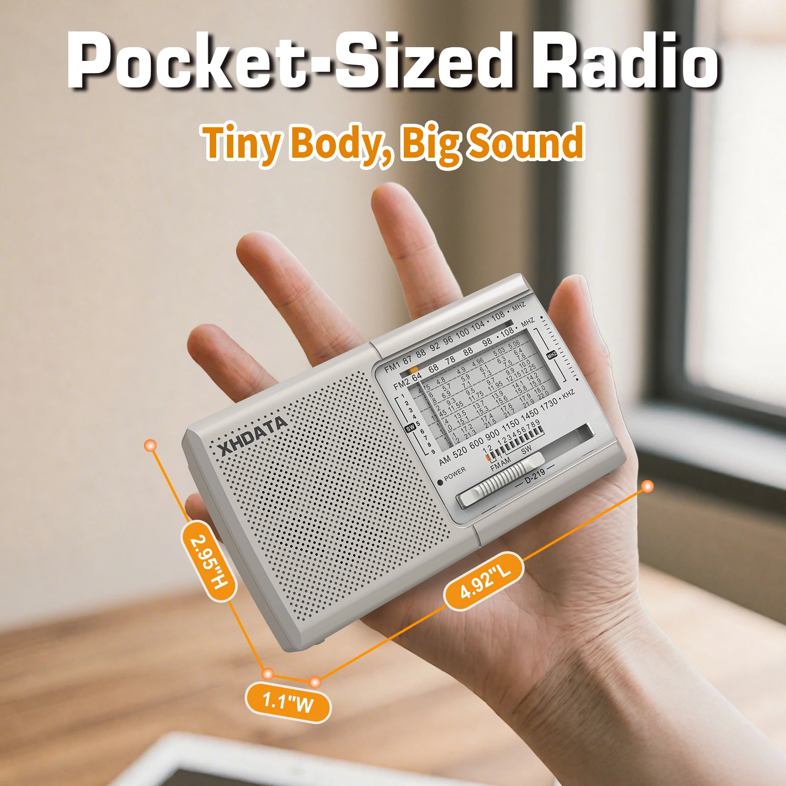 TECSUN R-9012/XHDATA D-219 FM/AM/SW 12 Bands Portable Pocket style High Sensitivity Radio Receiver Free Shipping