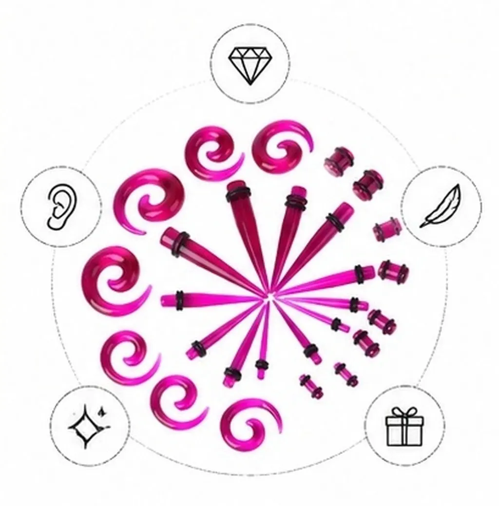 54Pcs Snail Auricle Ear Expansion Tools Fashionable Ear Piercing Jewelry Set Safe Non-Irritant Body Jewelry for Women Party