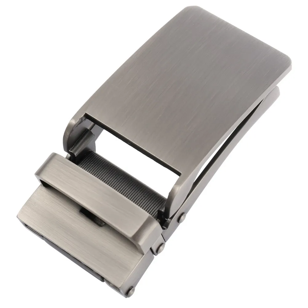 

2Pcs Men's Belt Buckle Alloy Automatic Ratchet Design Classy Black Specular Buckle for Businessman Professional Dress