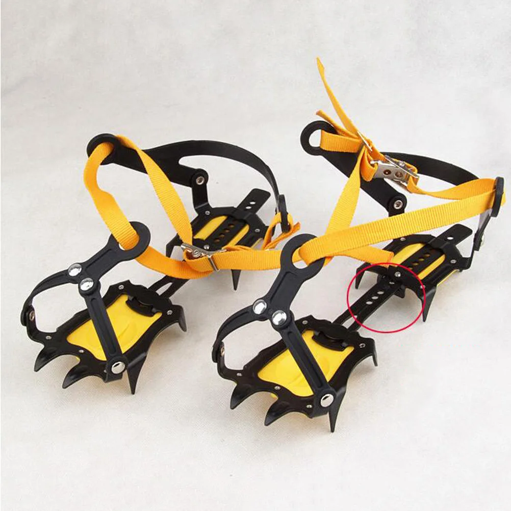 2pcs 10-Toothed Anti-Slip Ice Crampons Climbing Shoe Cover Portable Adjustable Cold Resistant Traction For Hiking Snow Trekking