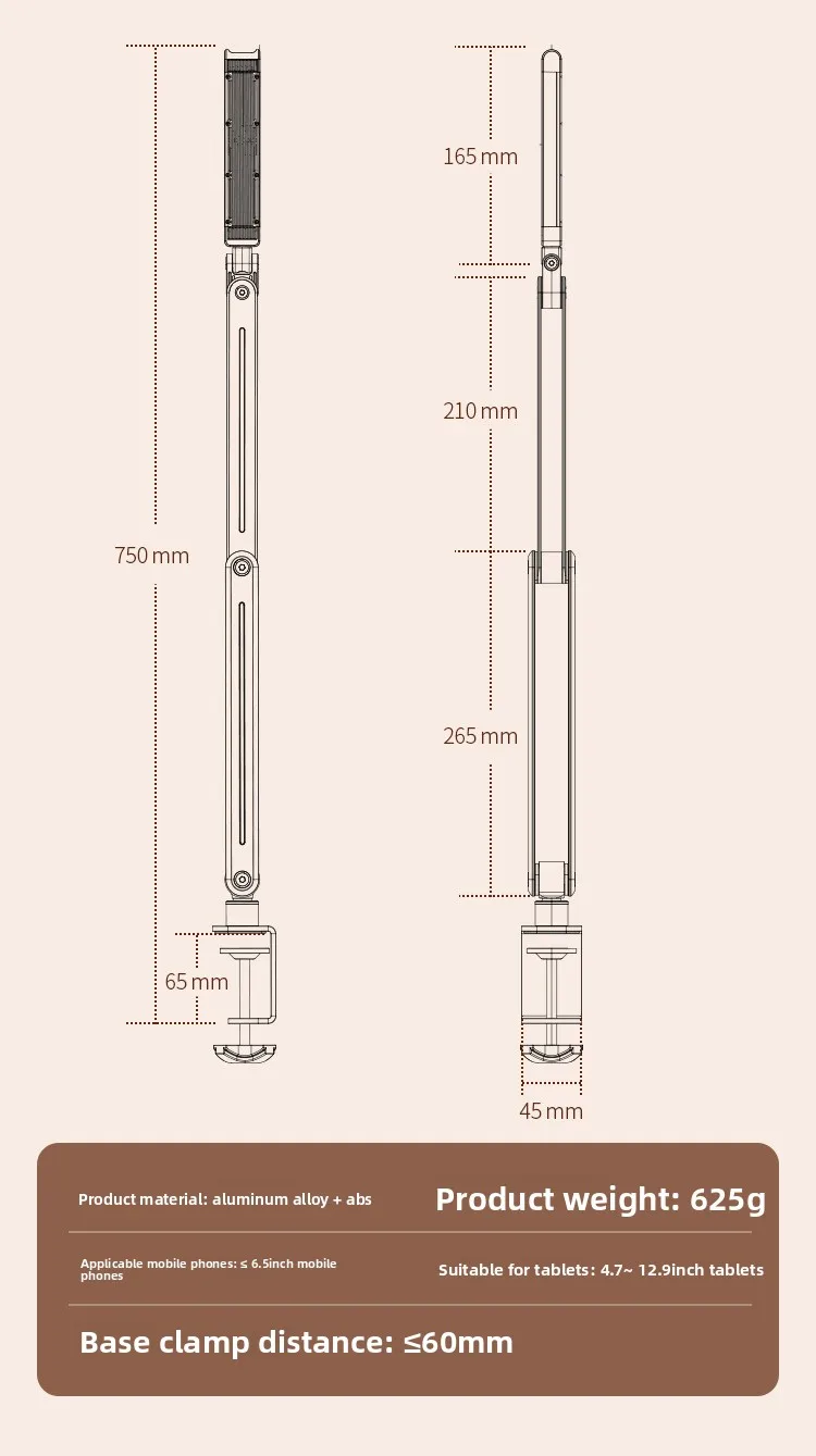 Faltbarer Aluminium-Legierung Tischständer 360° ° Drehbarer Halter für Handy und Tablet, Live-Streaming, Videoaufnahmen, Overhead-Aufnahmen – Detail 12