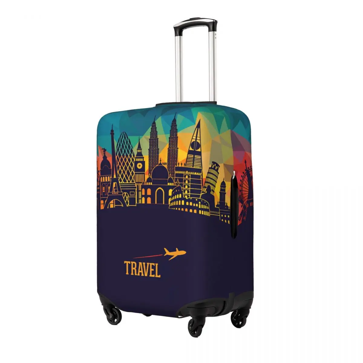 Travel Around The World Suitcase Cover Strectch Business Protector Luggage Case Flight