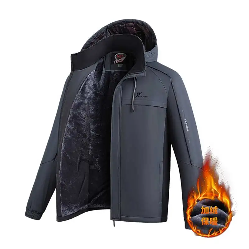 Manteau en coton à capuche coupe-vent imperméable pour hommes, veste décontractée pour hommes, haute qualité, peluche épaissie, accumulation de chaleur, extérieur, hiver