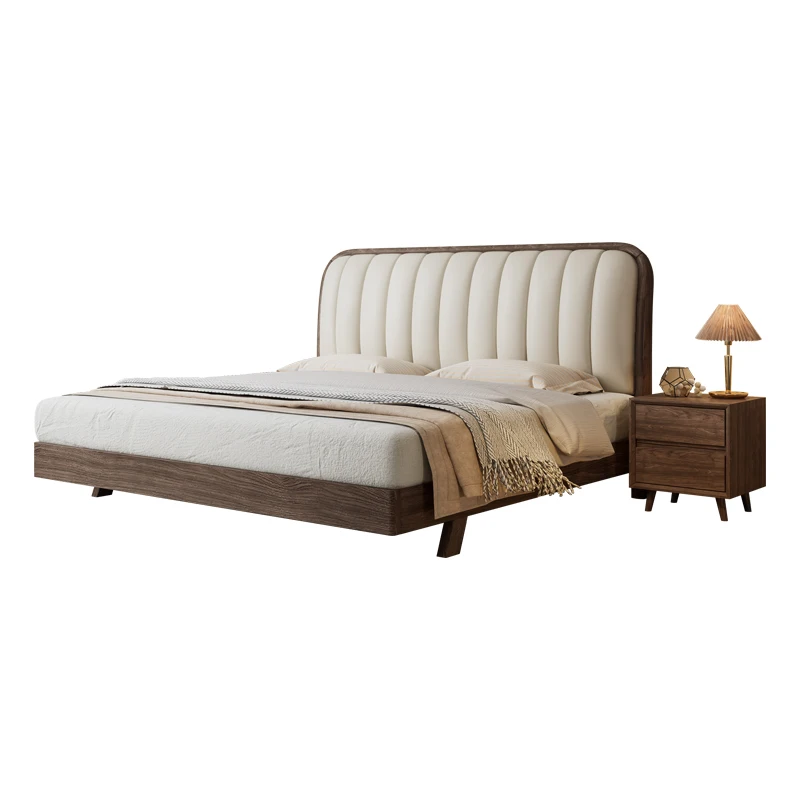 

Traditional ash wood solid wood softwood headboard large environmentally friendly high-quality bed frame
