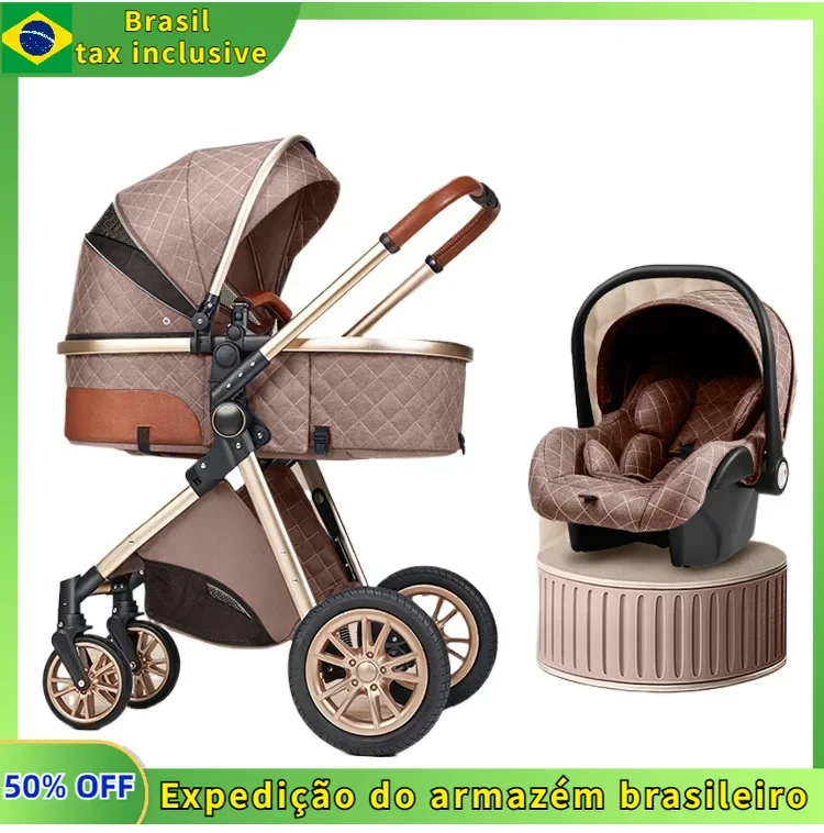 3in1 baby stroller with car seat,High landscape 3 in 1 baby carriage,Luxury Pushchair Baby reversible stroller