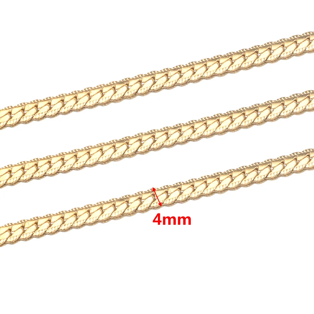 Catene a cordolo di serpente testurizzate in acciaio inossidabile da 1 m con goffratura catena a maglie cubane piatte in oro da 4 mm per forniture per la creazione di gioielli fai da te