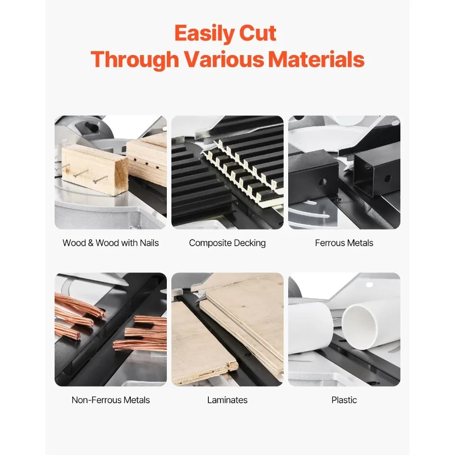 منشار ميتري مركب سلكي 10 بوصة مع محرك 15 أمبير وشفرة 60 سنًا للقطع الدقيق في الخشب وضبط التزيين المركب #3