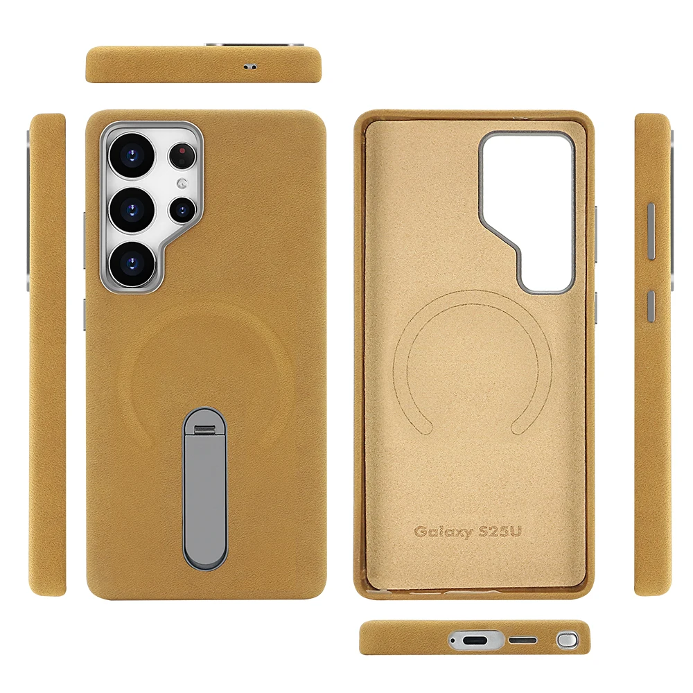 

All-inclusive Cell Phone Cover For Galaxy s24ultra With Wireless Charging,High-end Suede s25ultra Case With 360° Rotating Holder
