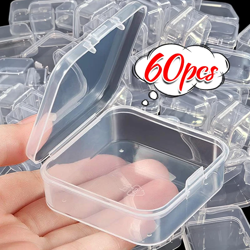 

6/60 шт. пластиковая коробка для хранения мини прозрачные ювелирные изделия бусины серьги кольца пылезащитный контейнер беруши упаковочные коробки органайзер