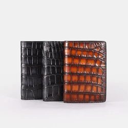 DIMY 2019 handmade black crocodile skin explosion passport folder ID card credit card holder wallet custom fashion male