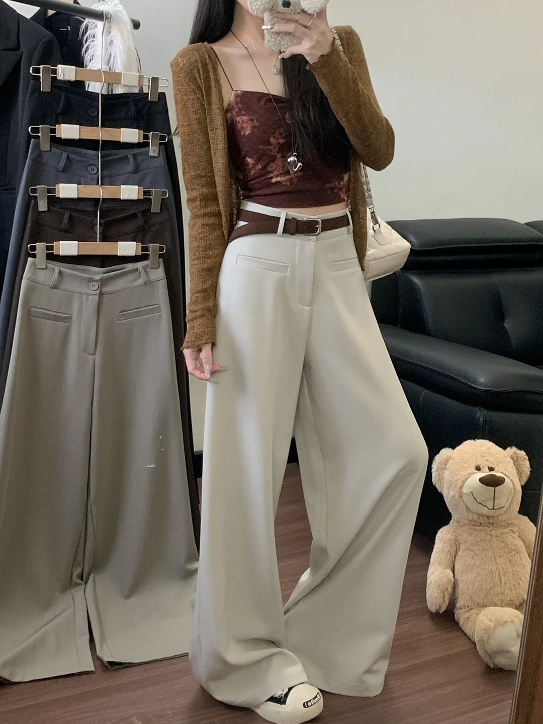 

Korean Style Casual Pants Women's Summer 2026 Loose Slimming Design Sensation Floor-Length Pants High Waist Straight Leg