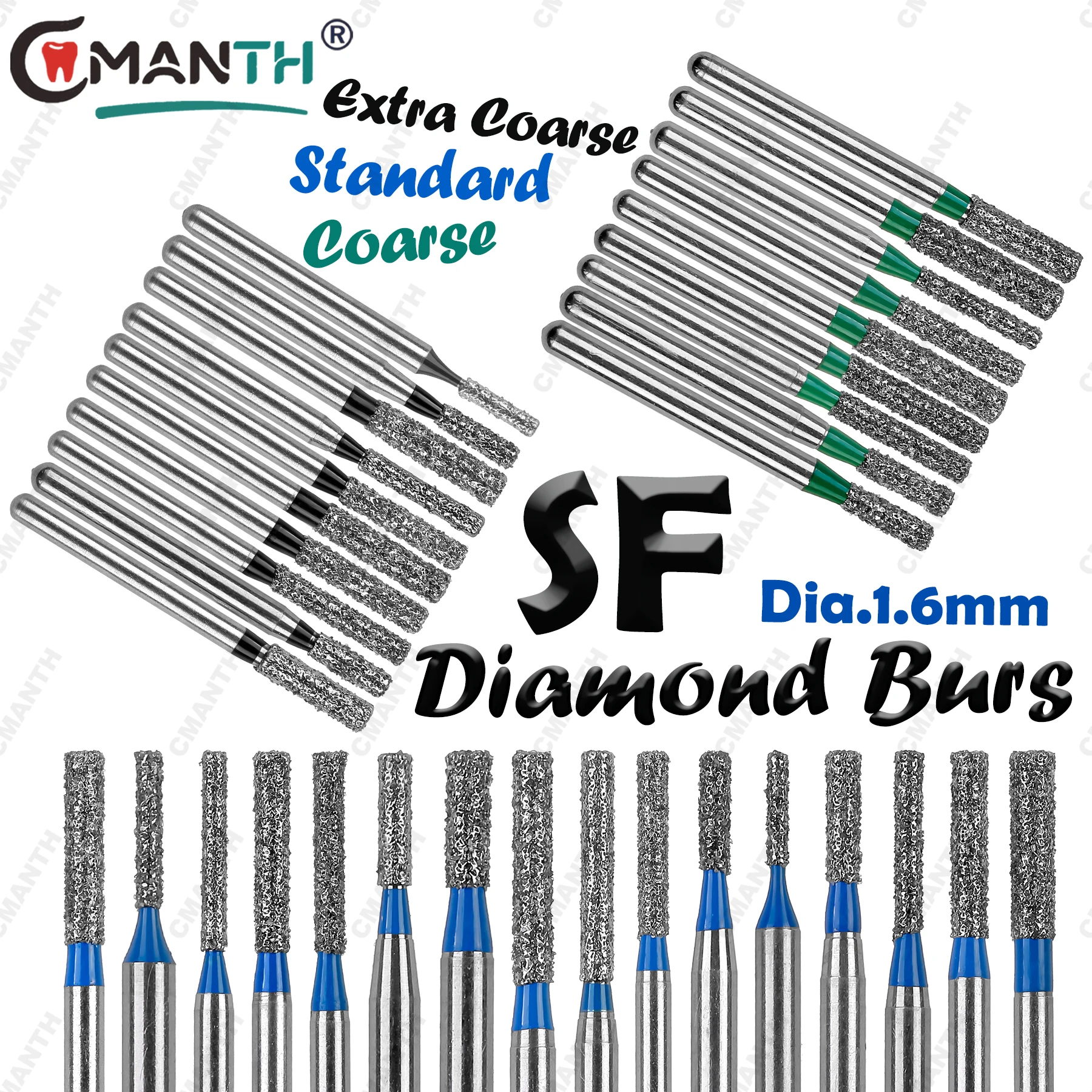 

SF Straight Flat End 10pcs/Pack Dental Diamond Burs Dentistry Dril FG Dia. 1.6mm Bur For High Speed Handpiece Dentist Lab Tools
