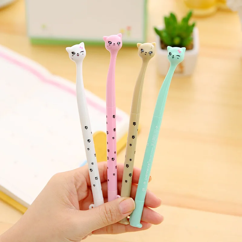 10Pcs/lot Cute Lovely Cat Gel Pen 0.38mm Black Ink Kawaii Office School Supplies Writing Stationery Creative Cute Neutral Pens