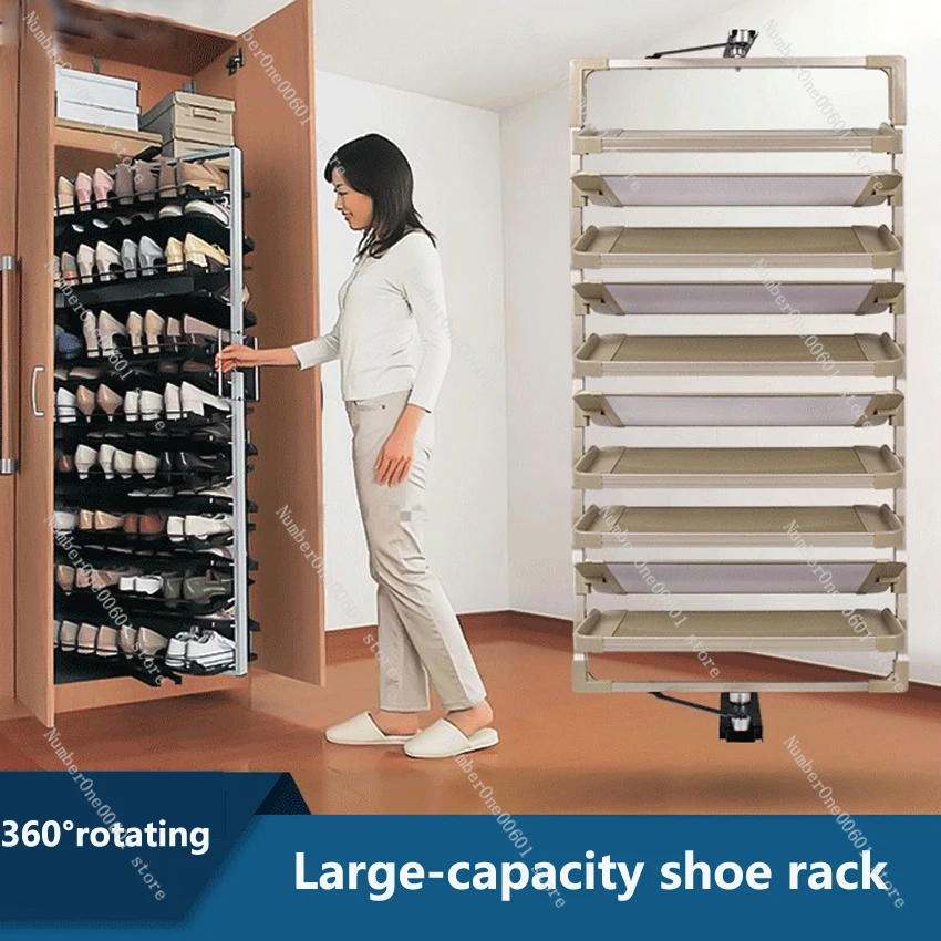 Shoe Rack 360° Rotating Height Adjustable Aluminum Alloy Shoe Cabinet Rack Rotating Shoe Cabinet Hardware Set Customizable