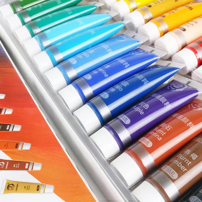 

12/24 Colors 15ML Acrylic Paint Set Color Paint For Fabric Clothing Nail Glass Drawing Painting For Kids Waterproof Art Supplies