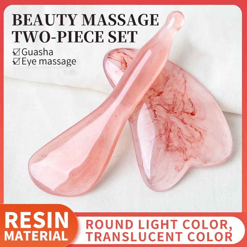 2pcs Resin Guasha Scraper Face Massager Eye Massage Stick Set Gua Sha Board Skincare Beauty Massage Cosmetics Tool