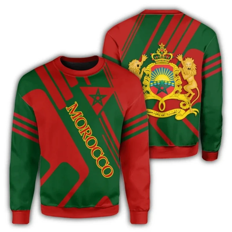 

Morocco Football Sweaters For Men Clothing 3d Printed Moroccan Sports Sweater Male Tops Long Sleeve Autumn Soccer Sweatshirts