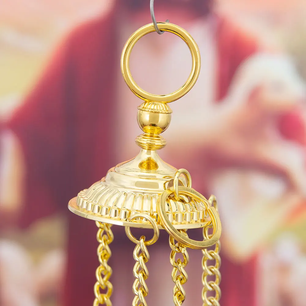 HTISOK Vergoldeter Orthodoxer Weihrauchbrenner mit Glockenkette, Ostorthodoxer Liturgischer Weihrauchbrenner für religiöse Rituale, Kirchen-Weihrauchbrenner – Detail 5