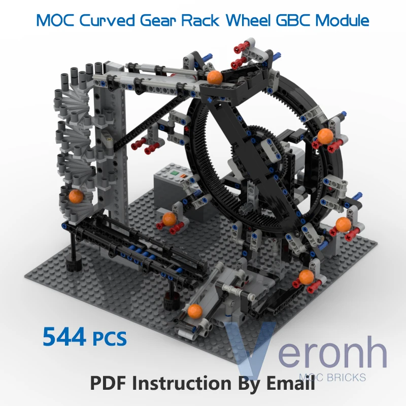 High-Tech Gebogen Gear Rek Wiel Gbc Module Creatieve Moc Bouwstenen Bal Contraption Met Pf Montage Baksteen Educatief speelgoed