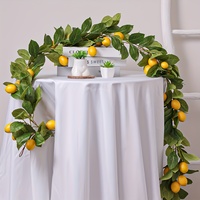 Artificial lemon wreath with green plants home door wall cover wedding holiday party dining table decoration