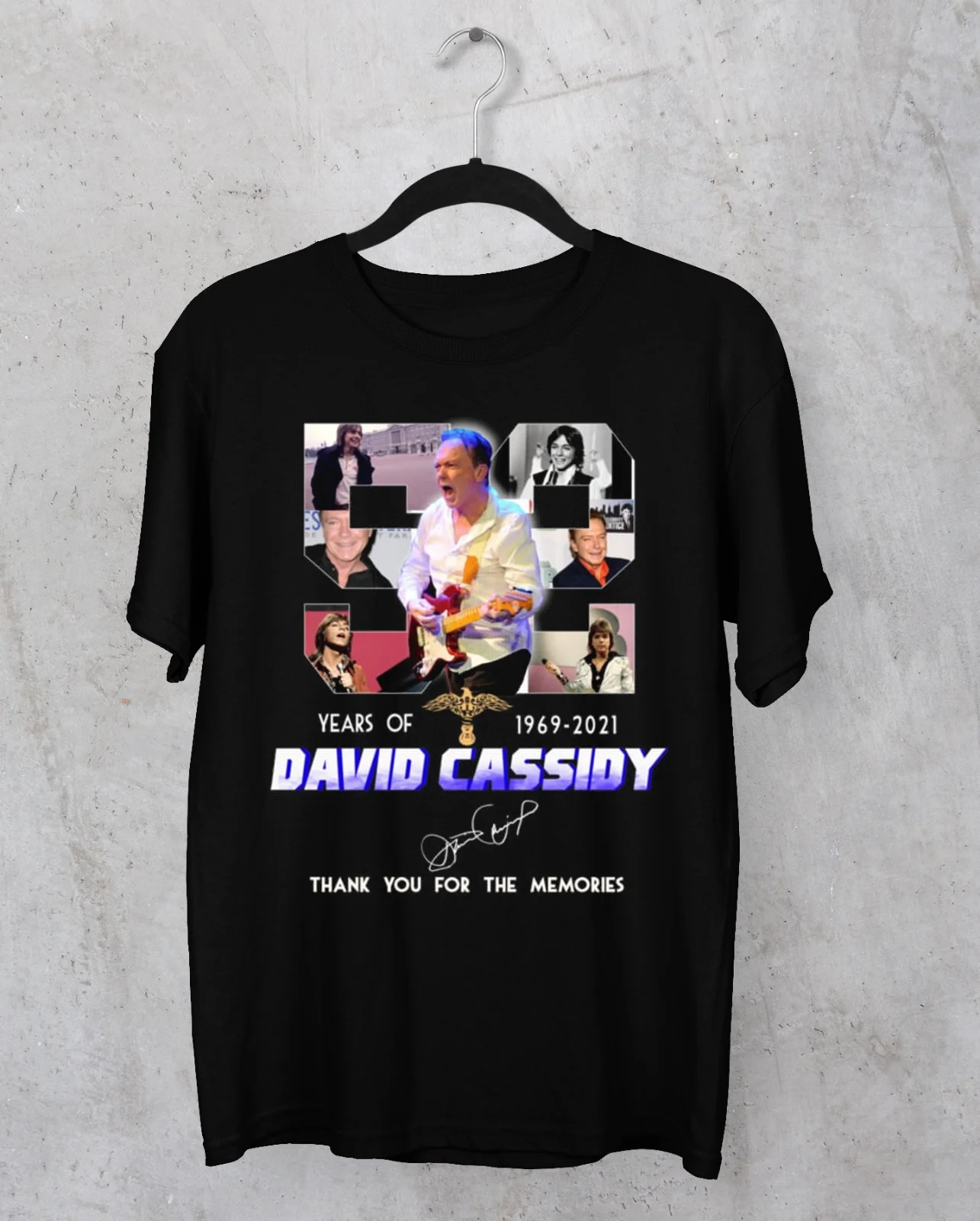 David Cassidy thank you for the memory T-shirt short sleeve S-5Xl Black JJ4318