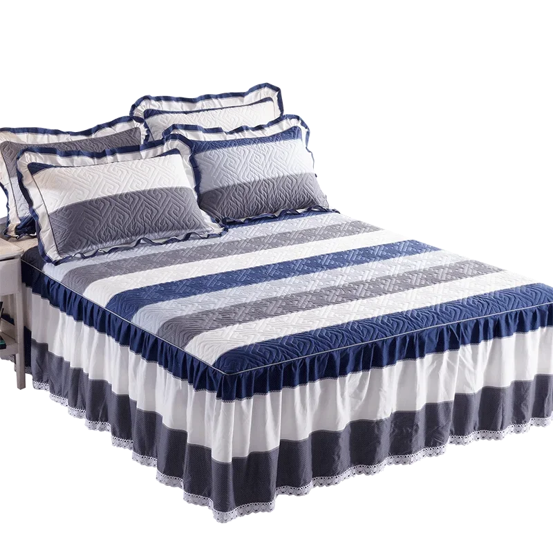 Padded bed skirt three-piece set of pure cotton bedspread single piece new bed cover sheet dust bed cover mattress