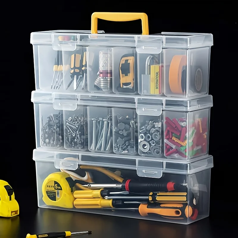 

1/7pcs Hardware Tool Storage Box, Multi-Compartment Transparent Tool Organizer, Screw and Accessory Sorting Box, Household Screw