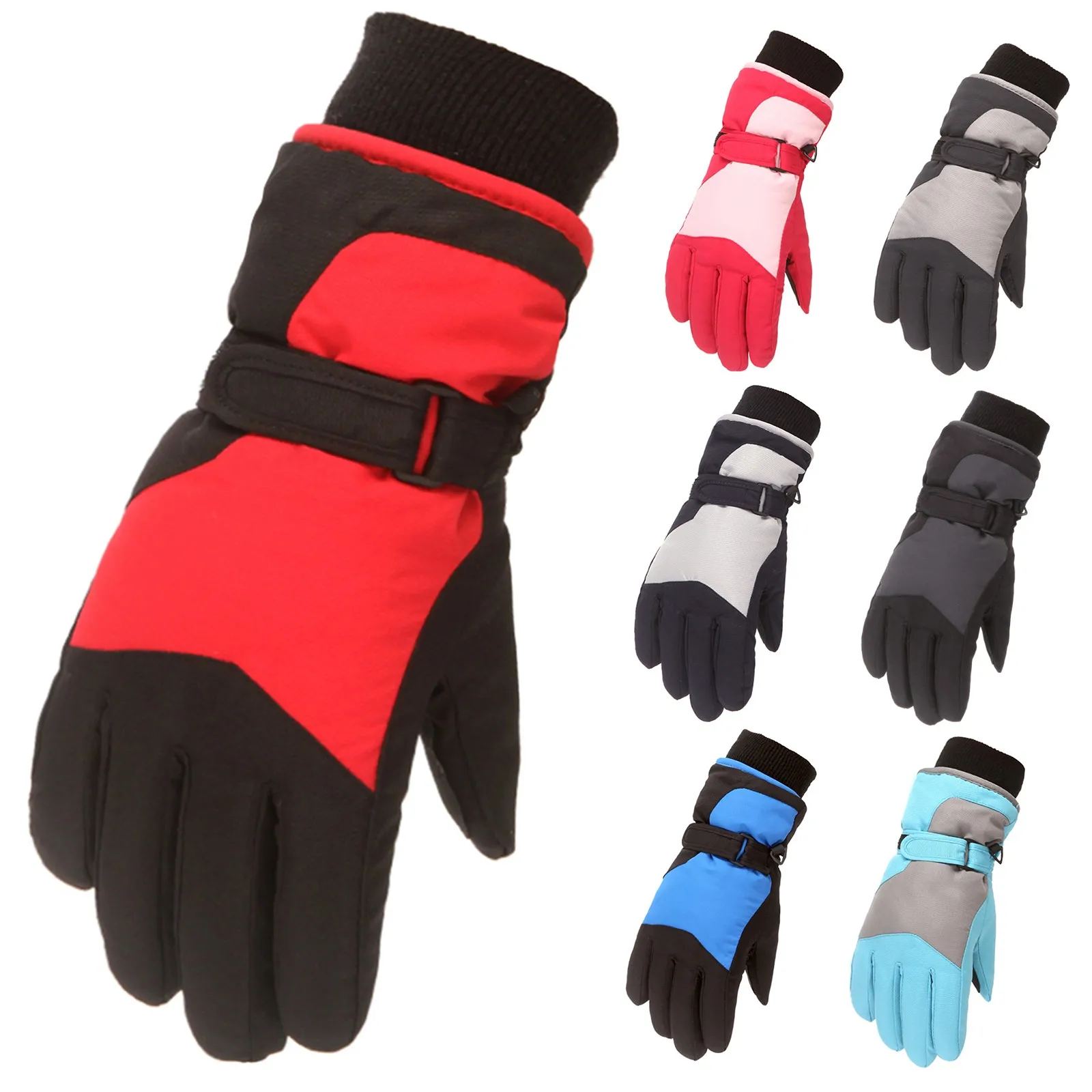 

Детские водонепроницаемые перчатки для сноуборда, зимние уличные ветрозащитные удобные мягкие теплые спортивные перчатки на утолщенной подкладке шапка детская