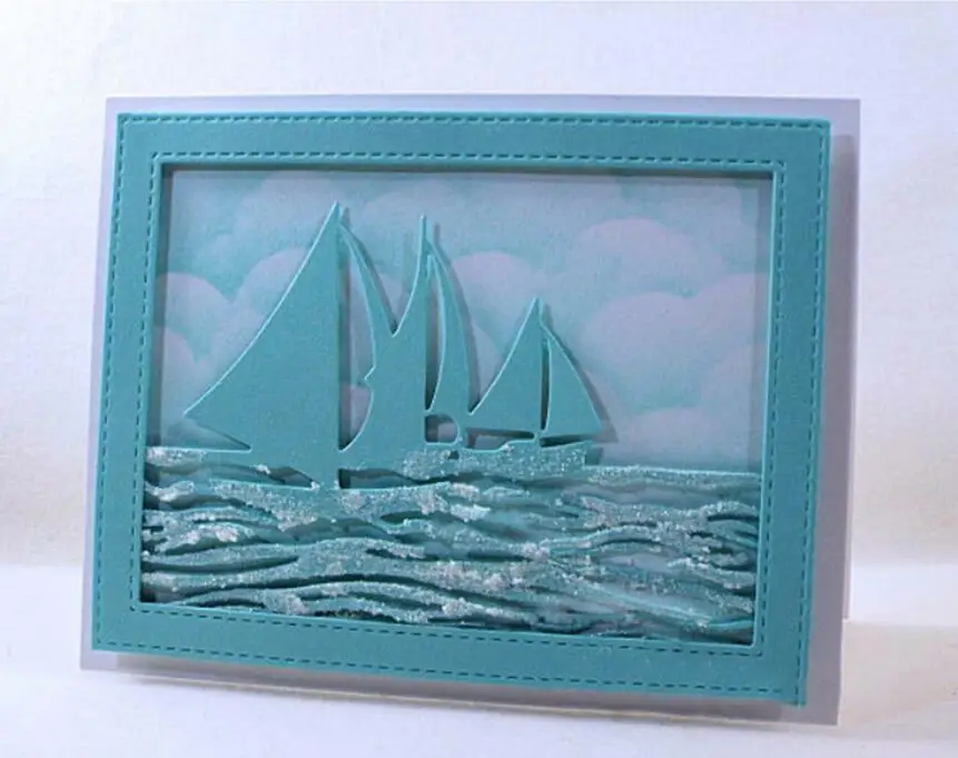 Metal Cutting Dies Sailboat Frame Stencil Scrapbooking Diy Album Stamp Paper Card Embossing Decor Craft Knife Mould