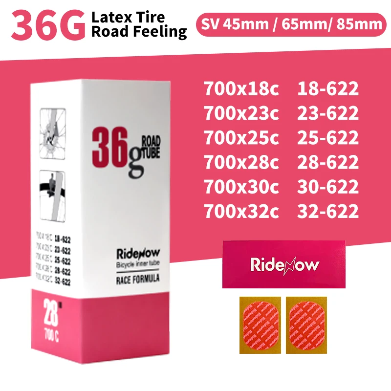 RideNow Ultralight 19g Bicycle Inner 700X18/25/28/32c Road Bike Valve Length French 65mm Super Light Inner Tube