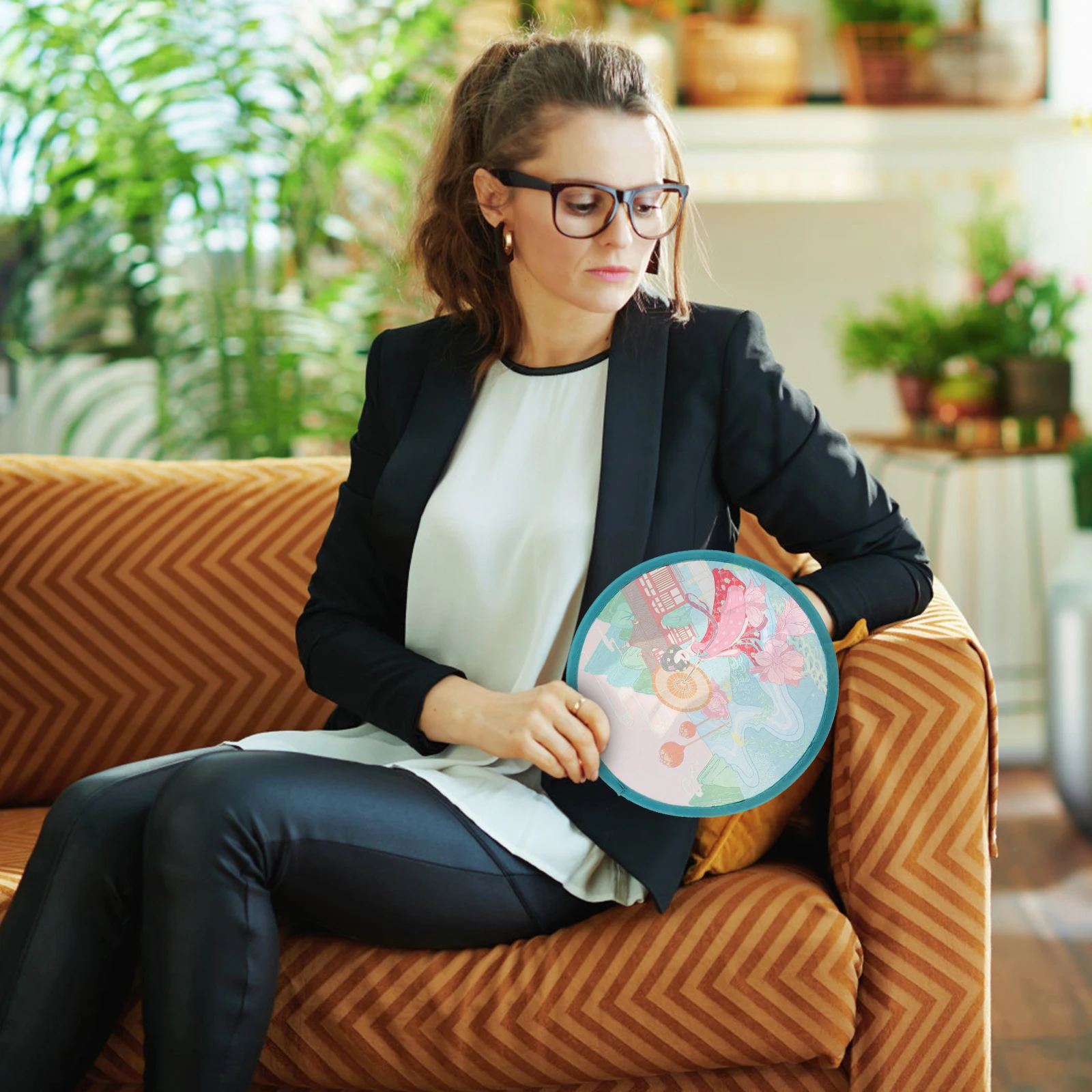 

3pcs Foldable Fans Round Handheld Portable for Woman Dancing Performance Cooling Summer Travel Photography Props