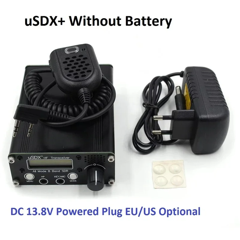 USDR USDX Plus V2 Transceiver 10/15/17/20/30/40/60/80MHz 8 Bands SDR All Mode HF QRP QCX-SSB 4000MAh Battery EU US Plug