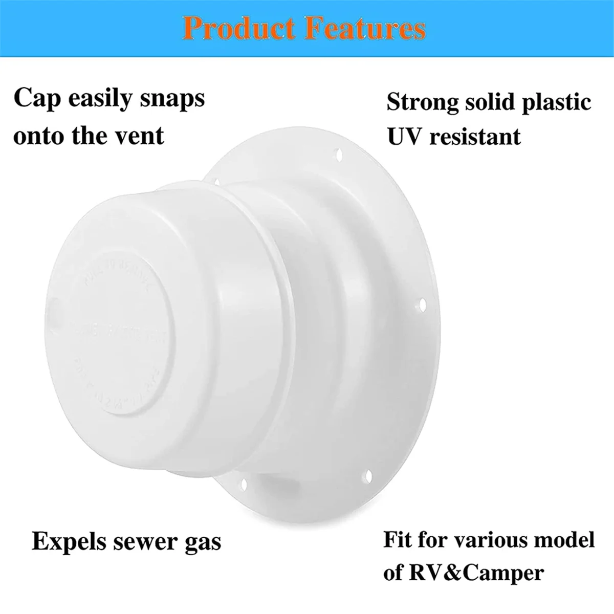 RV Plumbing Vent Cap RV Roof Vent Cap RV Roof Sewer Vent Cover for 1 to 2 3/8 Inch Pipe HJ403 White