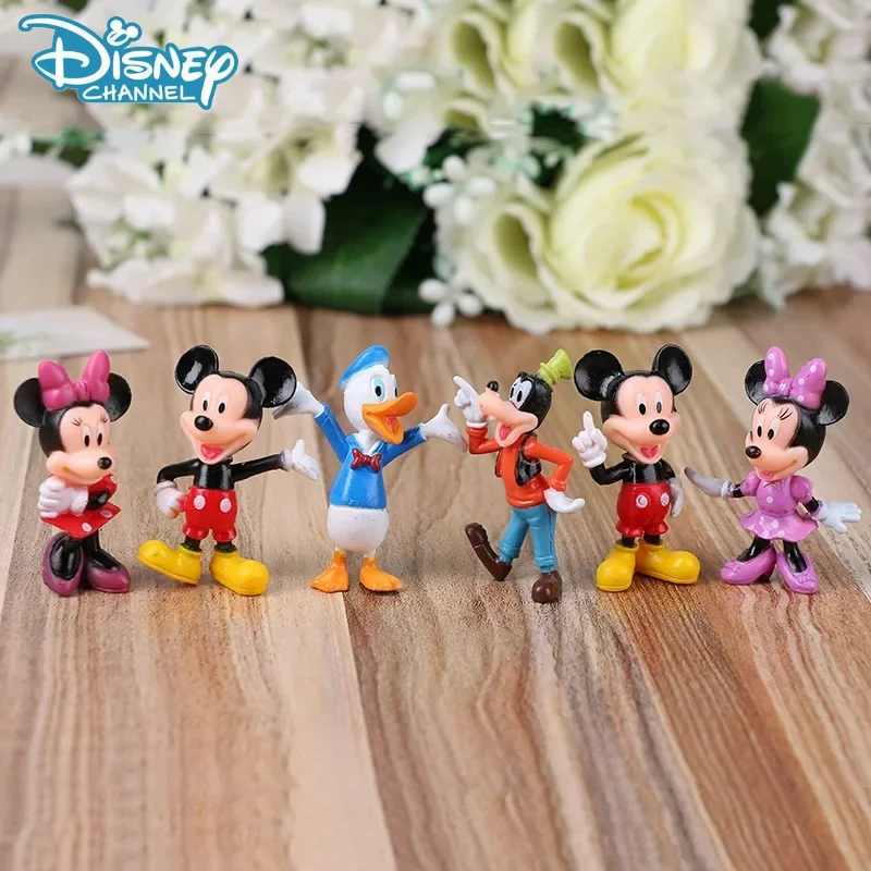 

6pcs Disney Anime Figure Mickey Mouse PVC Cartoon Mini Doll Party Cake Decoration Room Decoration Children's Toy Christmas Gift