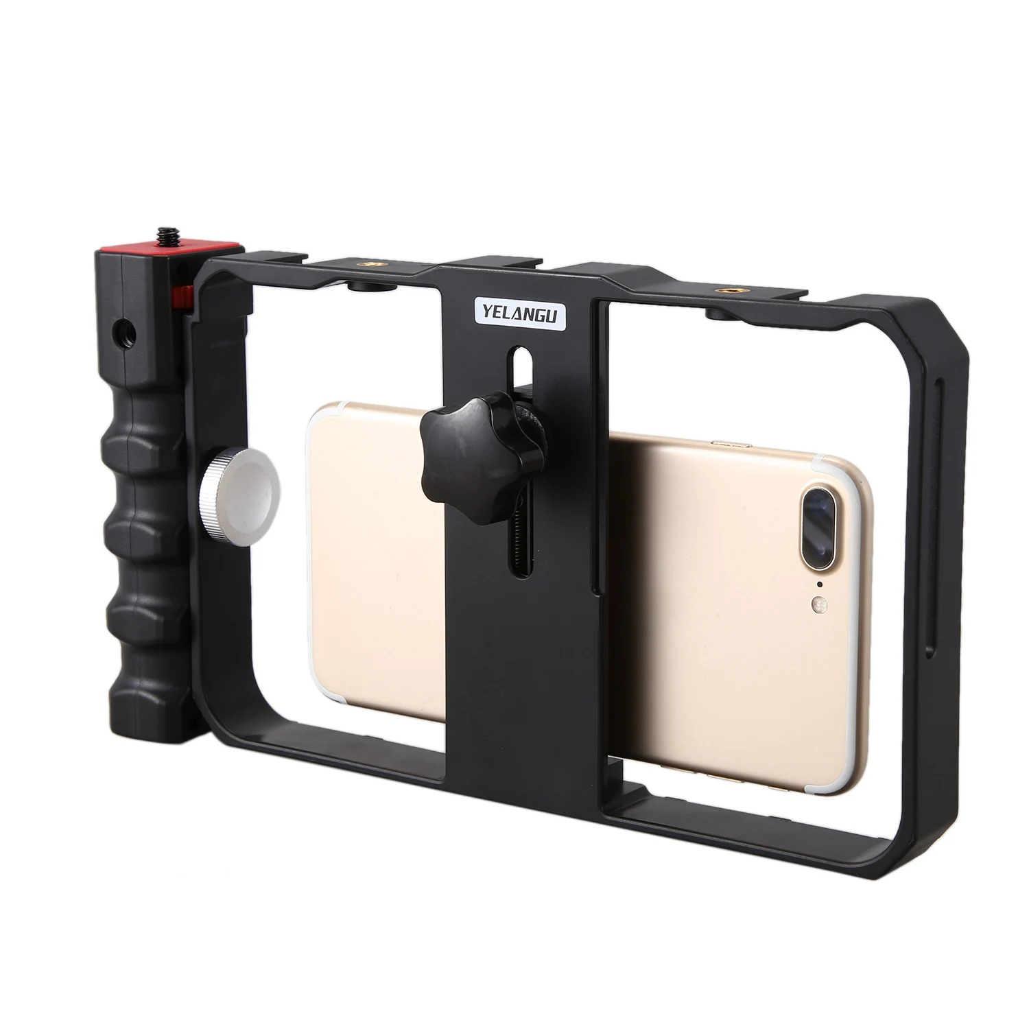 YELANGU Pro Smartphone Video Rig Filmmaking Case Phone Video Stabilizer Grip Mount for IPhone Xs Max XR X 8 Plus Samsung Huawei