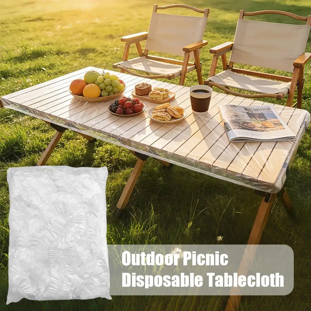 10 Stück wasserdichte Einweg-Tischdecke mit elastischem Rand, Tischdecke für Picknick, Camping, Outdoor-Partyzubehör – Detail 8